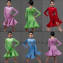 Mu Lanxis new Latin dance clothing childrens competition clothing ultra-thin velvet dance examination standard performance clothing