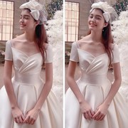 Hepburn satin 2019 chính chiếc váy cưới Pháp khí đơn giản retro khí dòng siêu Sensen mới cô dâu 2020 phụ nữ