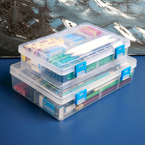 Sketch pencil box Double-layer large-capacity art student special stationery box Painting pencil charcoal pen storage tool Plastic transparent pen box Art student painting brush box multi-function storage box