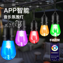 Color Lights Flashing Lights String Lights Seven Color Discoloration Lights String Led Outdoor Festival Hanging Tree Light Balcony Atmosphere Light Rhythmic Bulb