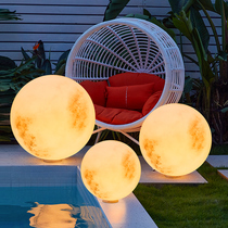 Moon Light Outdoor Solar Lawn Terrace Lamp Villa Courtyard Subdecoration Spherical Moon Floor Lamp Balcony Ambience Light