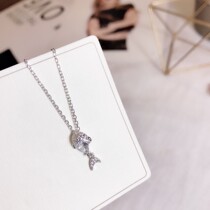 Hong Kong Zhengsheng silver s925 sterling silver new flash Diamond drop fish necklace trend Joker simple send Lady