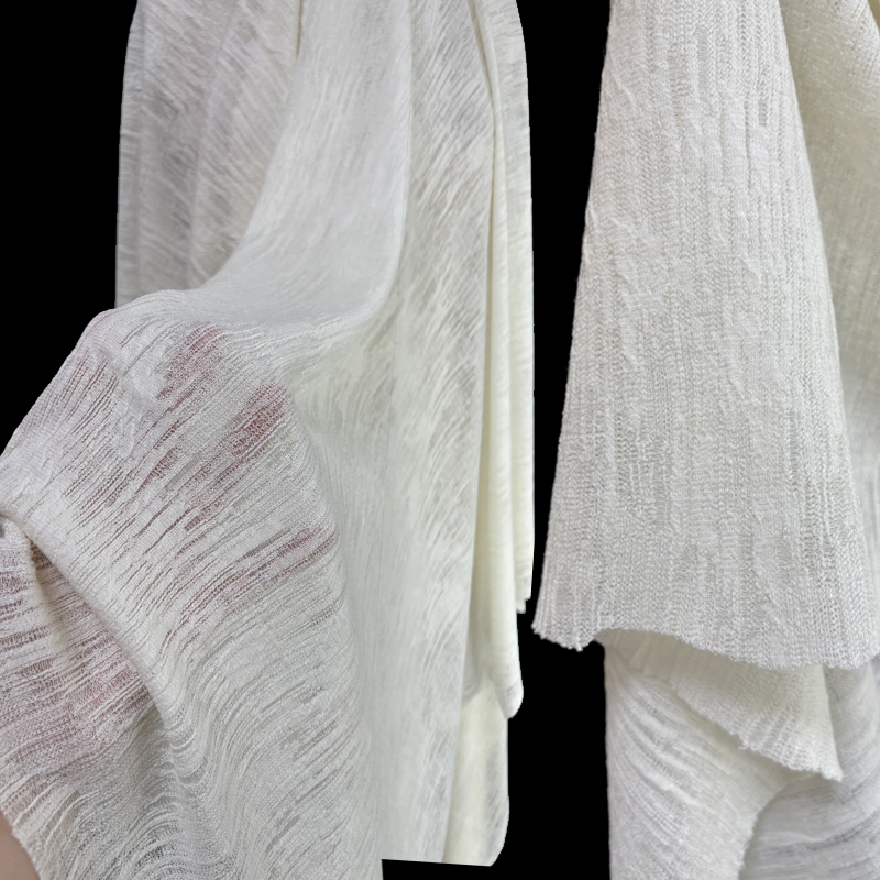 20% Wool High-End Slightly Sheer Textured Bark-Like Three-Dimensional Vertical Stripe Knit Fabric for Clothing Designers