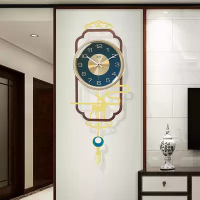New Chinese wall clock light luxury living room mute clock creative personality atmospheric swing clock hanging watch household quartz clock