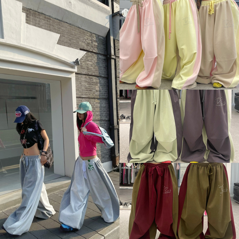 【Juchui Water Series】Tiz American-Style Water Series Small Logo Color-Blocked Super Soft Loose-Fit Sweatpants Unisex 【Juchui Water Series】Tiz American-Style Water Series Small Logo Color-Blocked Super Soft Loose-Fit Sweatpants Unisex