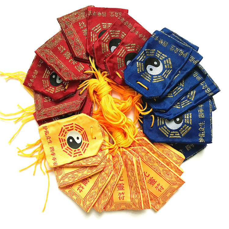 Taoist dharma supplies Character bag Bagua character bag Red, yellow, blue price of one