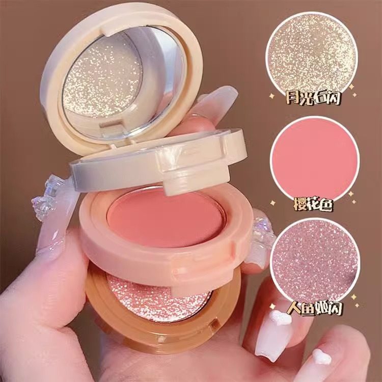 High light blush red eye shadow integrated disc pearls groom sunburn women's rouge with bright flashes 2023 new exploits-Taobao