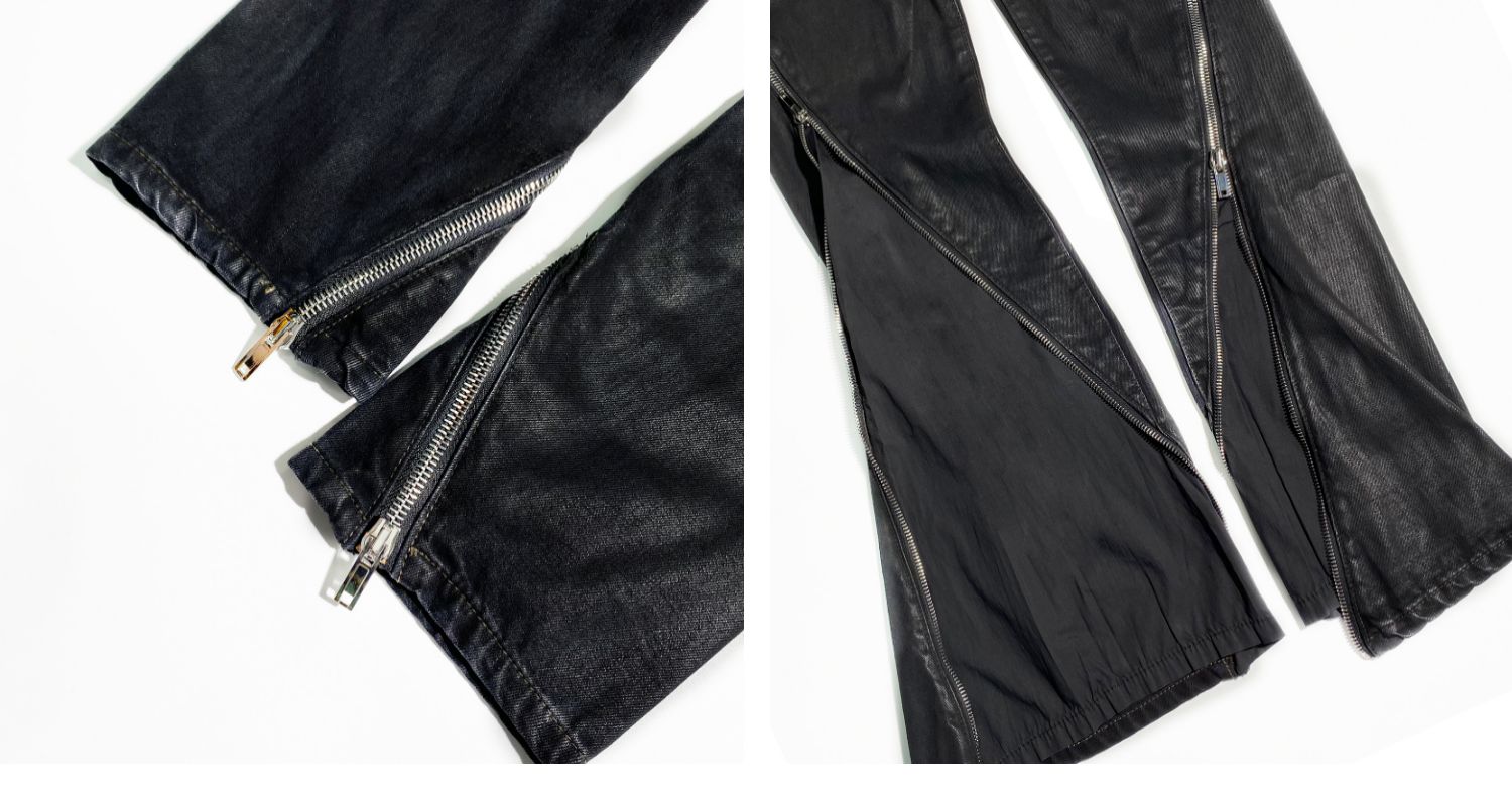 Independent ro style wax brushed long zipper jeans INS with archive dark high street pants drkshdw