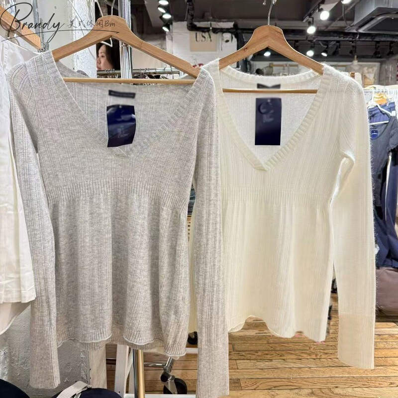 Zhao Lusi and Xu Yan Wear the Same Style V-Neck Knitwear Bm Sweet Top Rabbit Fur Sweater Amelie Sweater