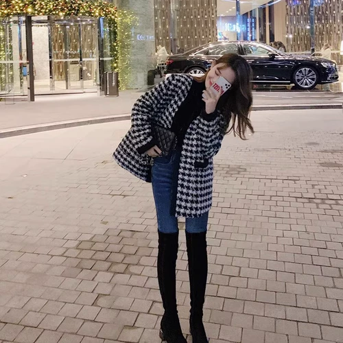 Демисезонная модная небольшая куртка, яркий броский стиль, 2025 года, французский стиль, в стиле Шанель