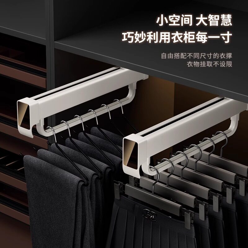 Shallow Wardrobe Clothes Rail Cabinet Intimates Wardrobe Vertical Pull-Out Clothes Hanger Rod Clothes Pass Damping Trouser Rack Telescopic Slide Rail