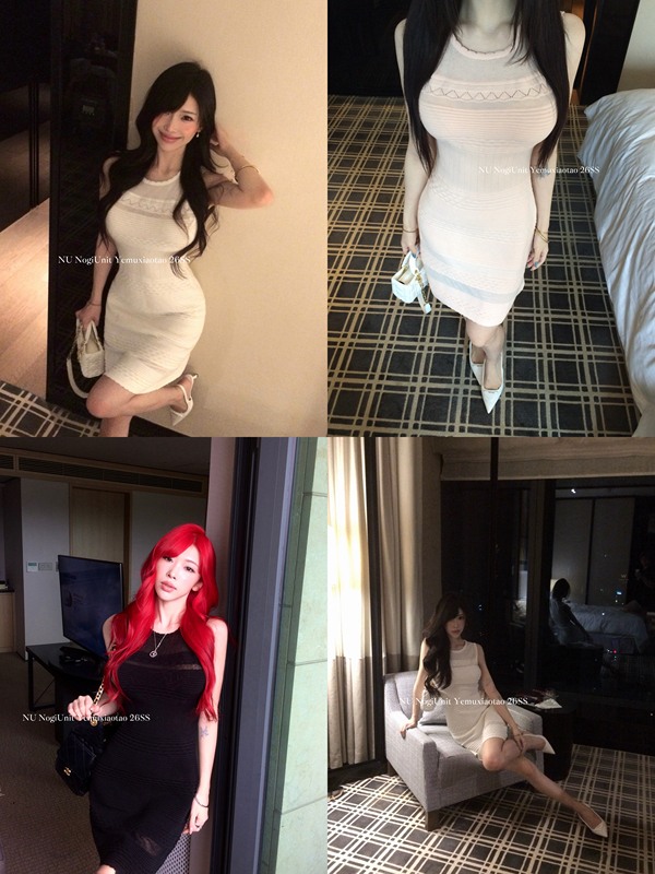 Nogiunit/Qianjin Xiaojun (Brand Name) Super Beautiful Semi-Sheer! Sleeveless Knitted Waist-Cinching Slimming Lace Dress