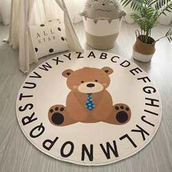 Round Carpet Living Room kids Room Floor Mat Scandinavian Cartoon thickened For Home Bedroom Machine Washable Round Mat Tianjin