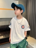 Летняя одежда, летняя хлопковая футболка с коротким рукавом для мальчиков, короткий рукав