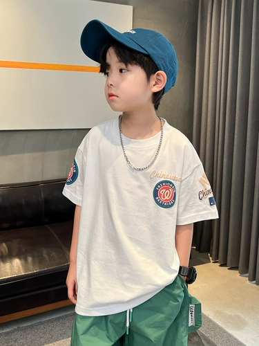 Летняя одежда, летняя хлопковая футболка с коротким рукавом для мальчиков, короткий рукав