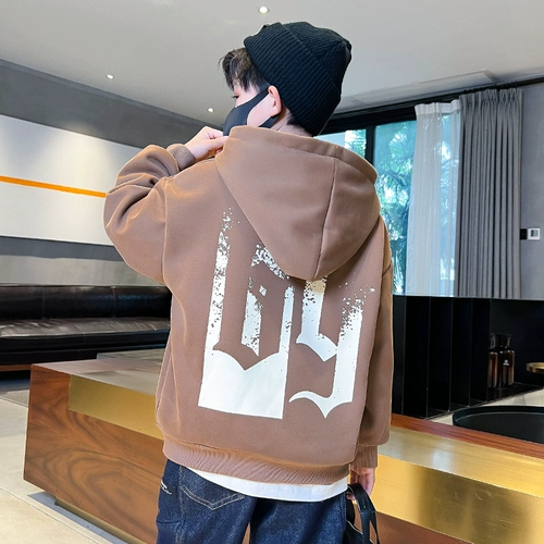 Бархатная демисезонная вместительная и большая детская белая приятная телу утепленная толстовка для мальчиков