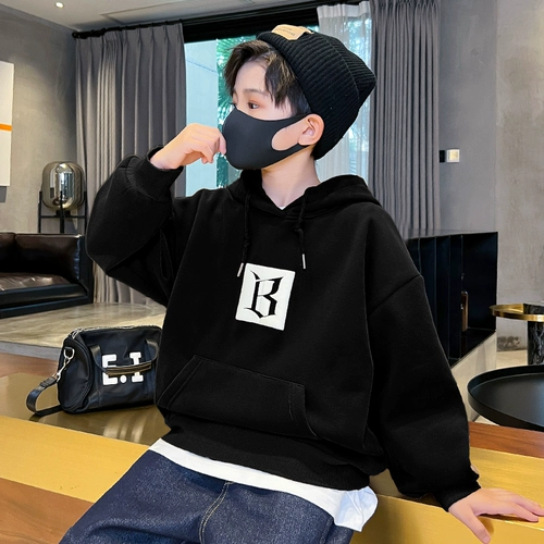 Бархатная демисезонная вместительная и большая детская белая приятная телу утепленная толстовка для мальчиков