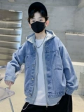 Джинсовая осенняя детская весенняя куртка для мальчиков, коллекция 2023, детская одежда, подходит для подростков, в корейском стиле, в западном стиле