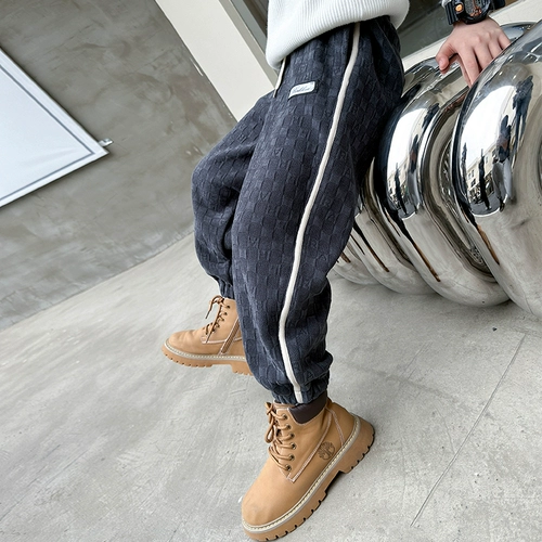 Демисезонные детские зимние бархатные штаны для мальчиков, коллекция 2023, подходит для подростков, увеличенная толщина