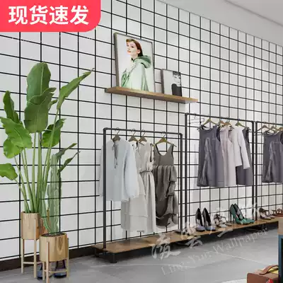 ins Wind Net red clothing store sweet shop large square wallpaper thick black and white grid commercial background grid wallpaper