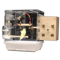 Budgie bird cage peony and black phoenix small pet transparent acrylic luxury splash-proof ornamental warm breeding cage