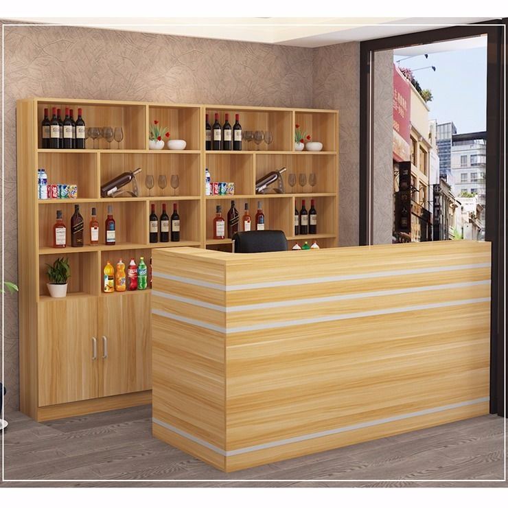 New Convenience Store Collections Silver Counter Corner Minimalist Modern Front Desk Reception Desk Counter Clothing Store Supermarket Hotel Small Bar