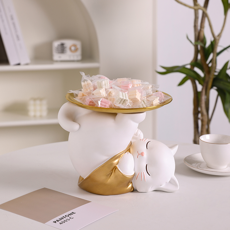 Property Cat Swing Fitting Candy Plate Snacks Fruit Tray Front Desk Reception Wine Shop Bar Desk Opening Gift-Taobao