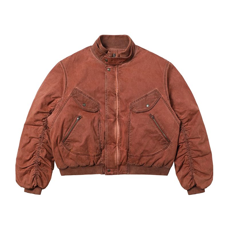 Avinmade/ Dirty-Dyed and Distressed'New Sun' Bomber Jacket Cotton Coat