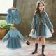 Girls winter dress 2022 new children's skirt autumn and winter two-piece suit little girl western style princess dress tide