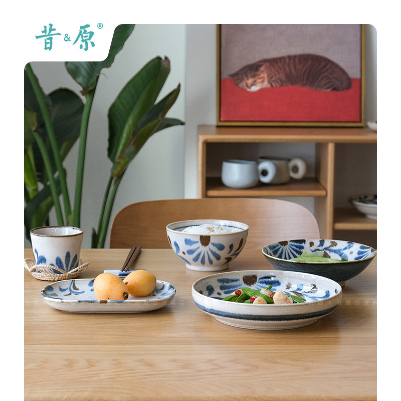 Shake Raw Bamboo Wildflower ceramic cutlery sets One food Home Bowl Dish Suit Japan Imported Cutlery Gift Box