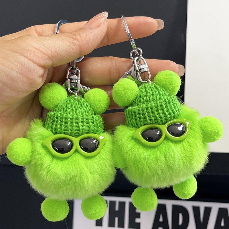 Real Rex Rabbit Fur Cute Little Coal Ball Car Keychain Pendant Korean ins Internet Celebrity Plush Bag Charm Gift