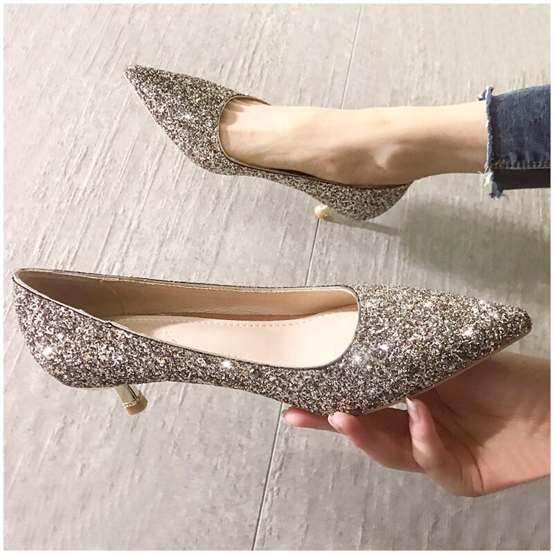 High heels women's 2022 autumn new leather all-match Xiuhe wedding dress two-wear wedding shoes pointed toe stiletto shoes