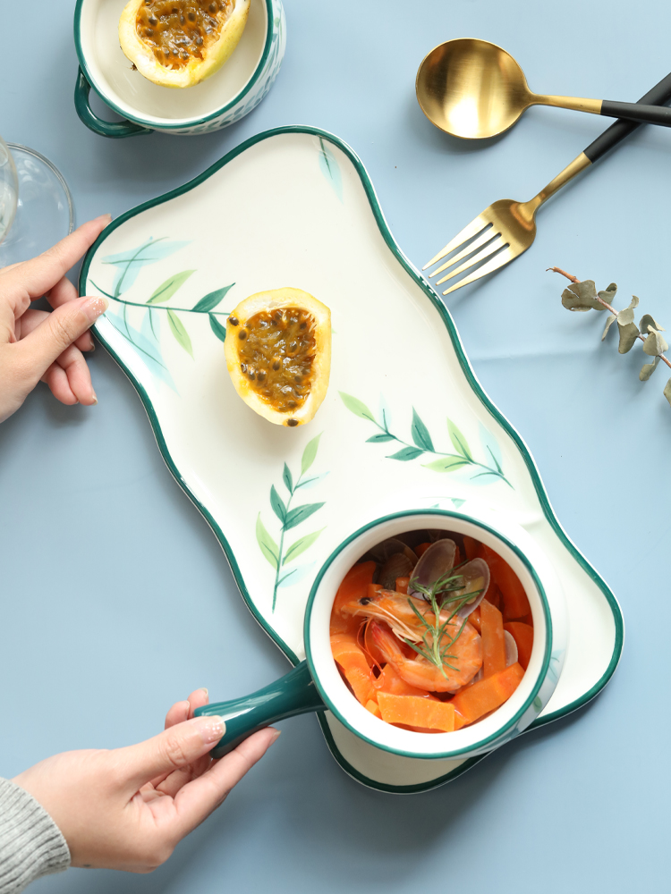 Northern wind ceramic one breakfast food tableware 1 single bowl dish dish suits for Japanese household high appearance level.