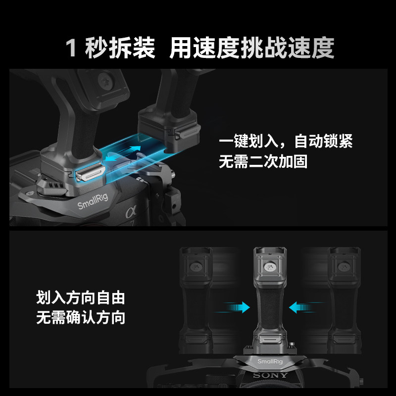 Smogxunying H21 Quick-Release Camera Slide Rail Side Handle Multifunctional Camera Shooting Accessory Suitable for Sony, Canon, Nikon, and Fuji Cameras Quick Auxiliary Handle