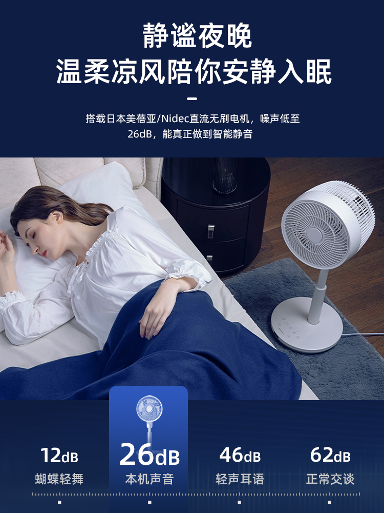 Shule's air circulation fan mute household vertical energy-saving intelligent shaking head frequency conversion remote control floor electric fan