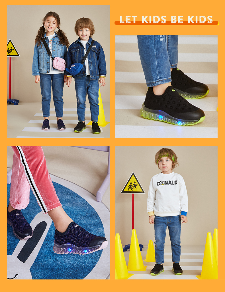 巴西 bibi 轮滑系列 儿童机能鞋 发光闪灯运动鞋 天猫优惠券折后¥129包邮(¥199-70)男、女童25~33码2色可选