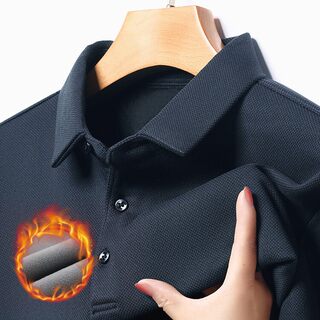 Winter men's lapel velvet thickened sweatshirt middle-aged double-sided velvet bottoming shirt solid color inner top polo shirt