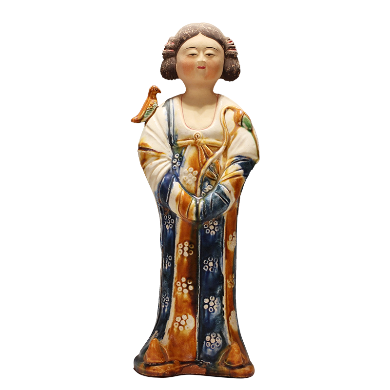 唐三彩女座俑 レプリカ 箱入り あいし