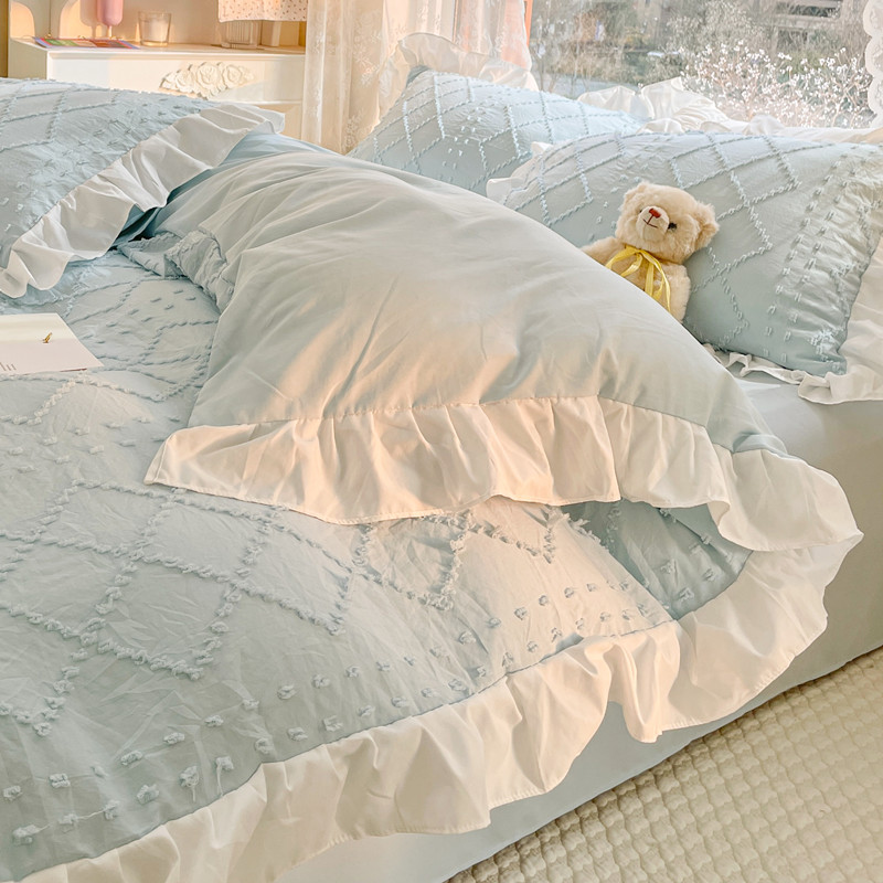 Mercury home textile gentle wind ins washed cotton bedding four-piece set small fresh female quilt cover dormitory bed sheet three