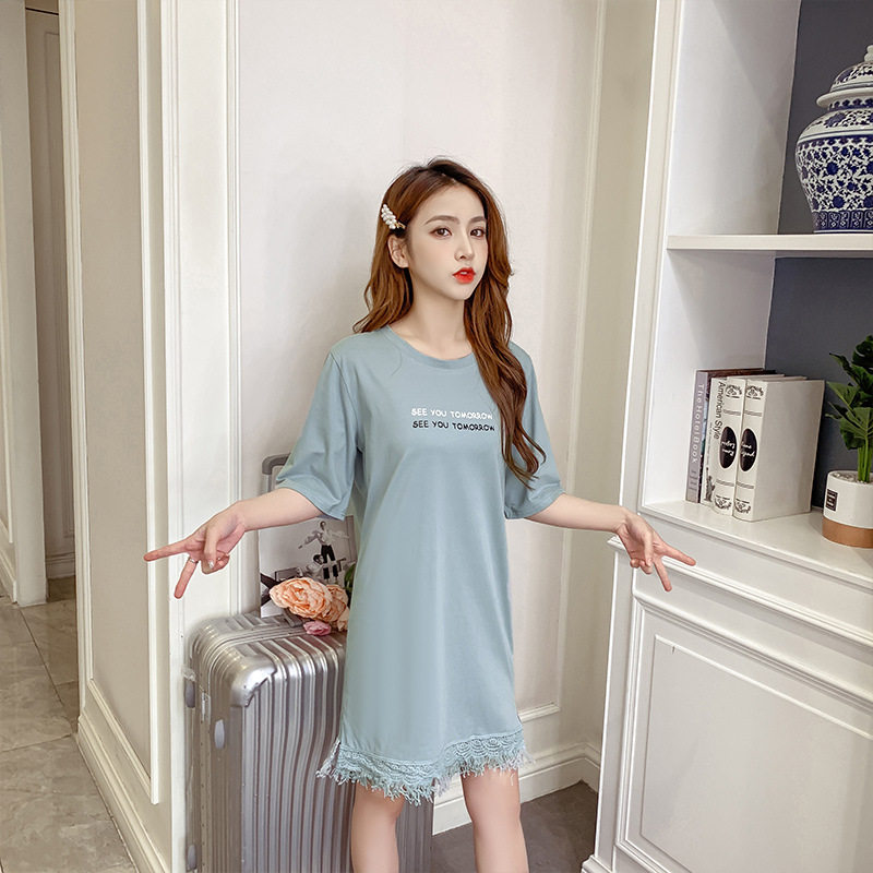 Maternity wear new 2020 summer short-sleeved T-shirt skirt loose large size mid-sleeve mid-length women's dress bottoming shirt - Taobao
