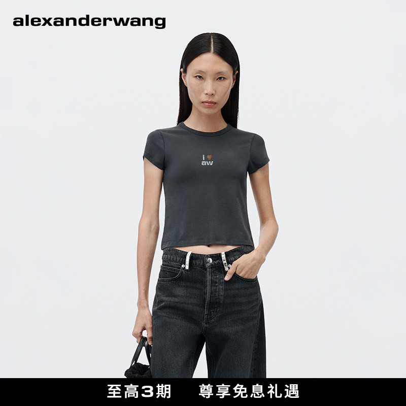 [Autumn New Style] Alexanderwang Alexander Wang Official Women's Valentine's Day Pattern Slim-Fit Short-Sleeved T-Shirt