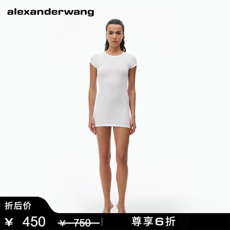 [尊 40% off]Alexanderwang Alexander Wang Bodywear Series Women's Slim-Fitting Short-Sleeved Dress