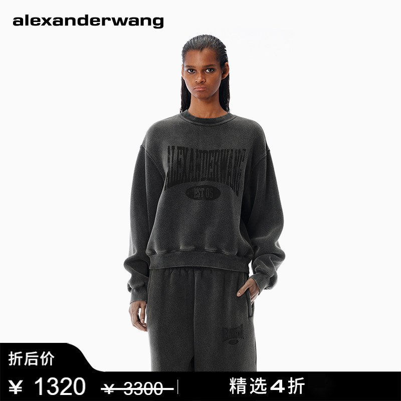 [Selected 60% off Items] Alexander Wang Official Women's Logo Crewneck Sweatshirt Black Top