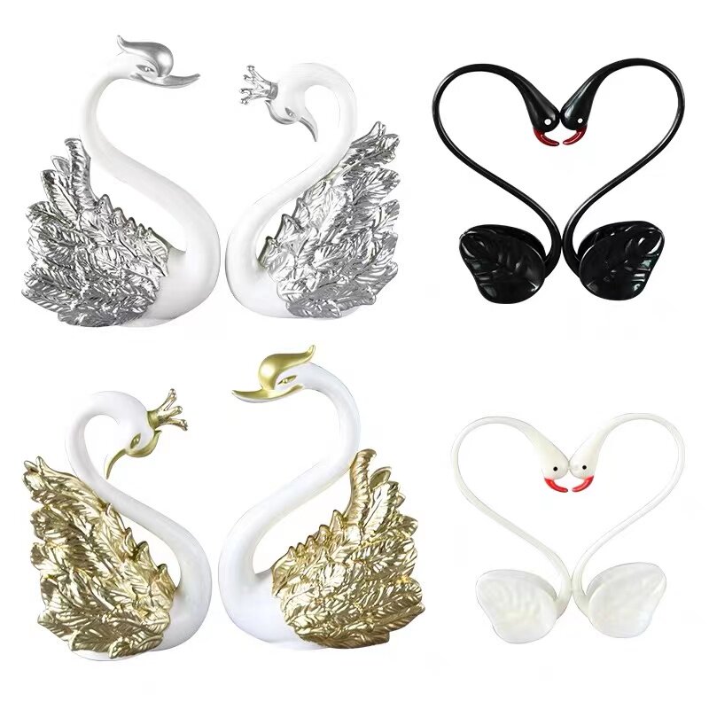 Net red Seven New Year's Eve Elegant Crown Swan Birthday Cake Decoration Feather A Pair Of Flarebird Swing Pieces Baking Plugin-Taobao