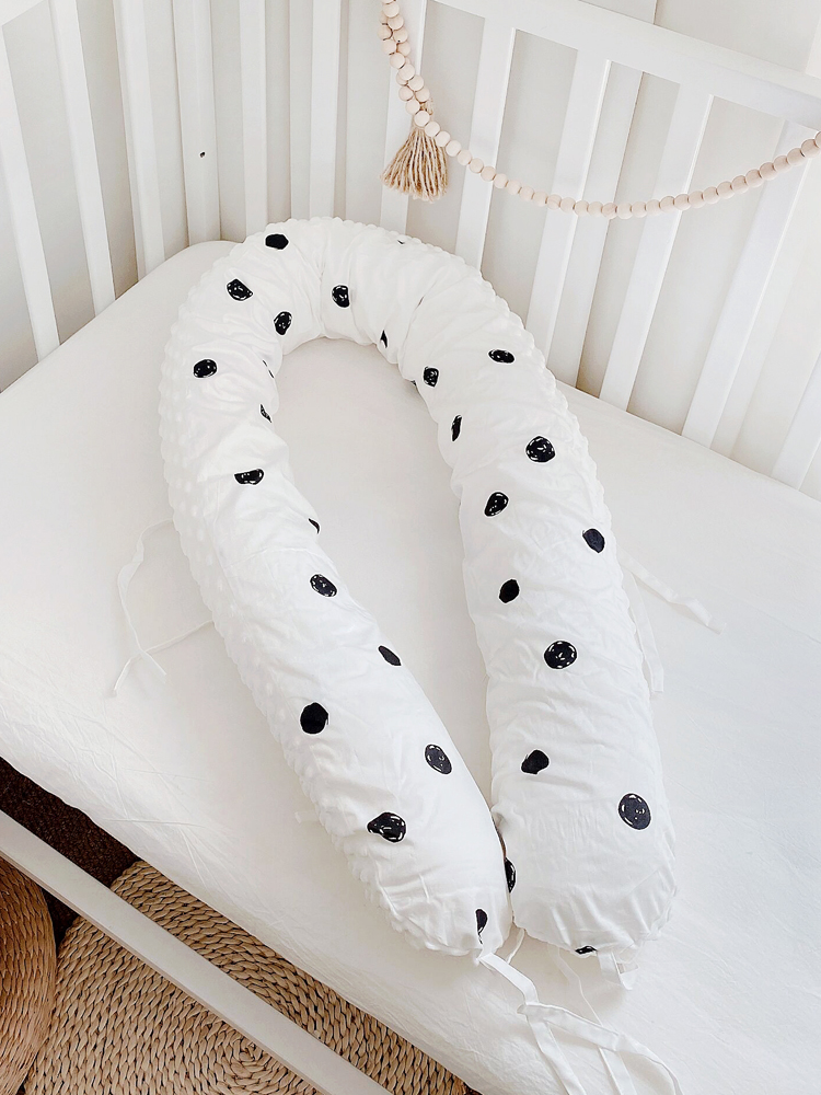 Love to Baby Baby Cot Apron Cylindrical Cushion Bed Leaning on Bar All cotton Bean Suede Splicing Bed bed Bed Stopper Removable