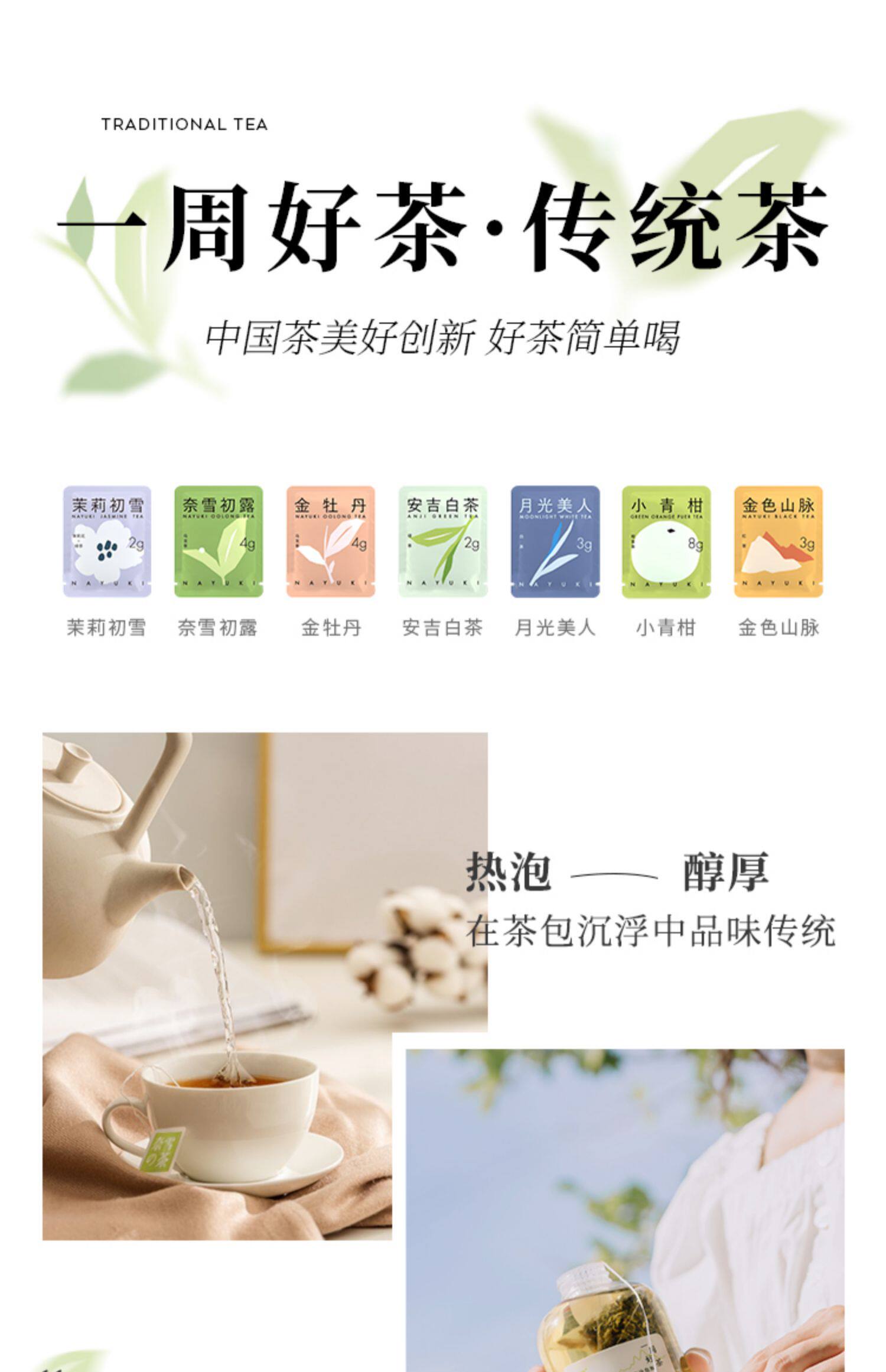 【中國直郵】奈雪的茶 一週好茶 茶包冷泡水果茶花茶多口味 花茶系列 7袋/盒