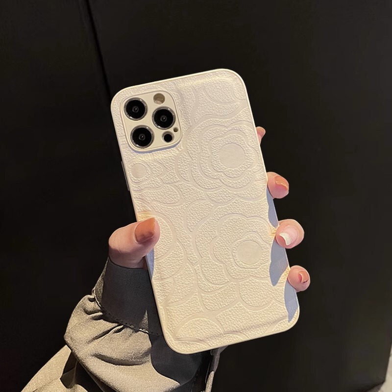 High-End Lambskin Camellia 17Air Suitable for Iphone14Promax Mobile Phone Case 12 Apple 13Pro Max Protective Case 15Plus New Model 11 Luxury Xr Anti-Fall Trendy Brand 8P Female 16