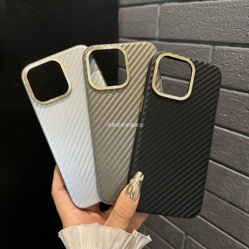 [Kevlar Carbon Fiber] High-End Matte Texture Metal Lens Cover, Premium Full-Cover Minimalist Design Suitable for Both Men and Women, Compatible with Apple 16 Pro Max Phone Case, iPhone 15 Pro, 14 Max, 13, 12