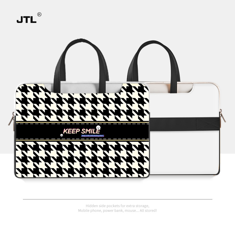 Thousand-bird checkerboard laptop bag portable 14-inch female suitable for Apple macbook Dell HP simple air13 protective sleeve Huawei matebookpro ASUS 156 liner