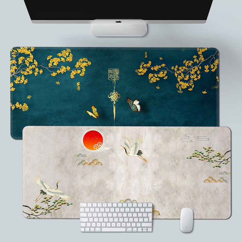 Mouse pad China wind super large desk mat thickening lock side computer pad wrist cushion custom student writing desk office Rubber soft mat custom dorm room creative